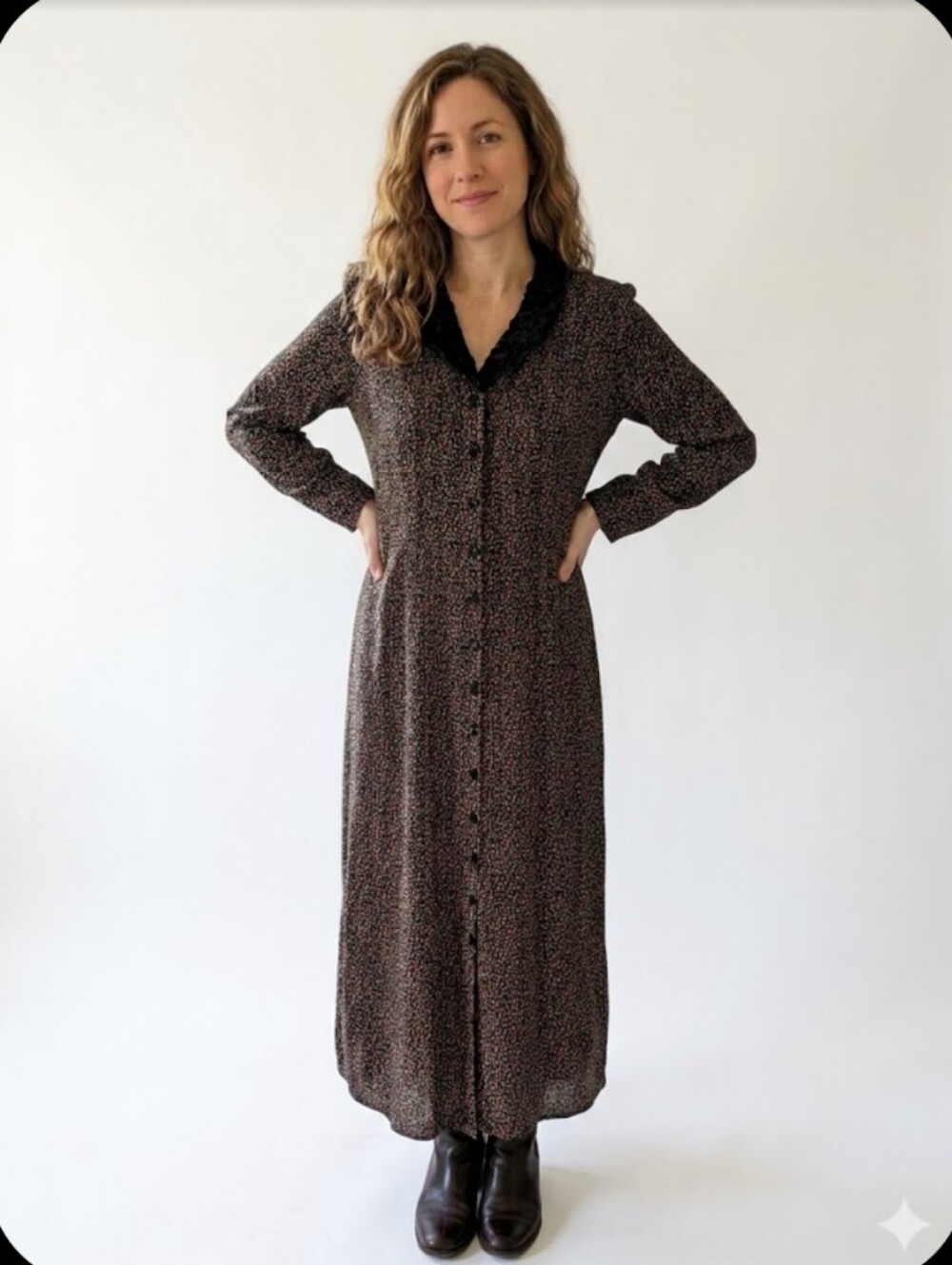 Vintage April Cornell Velvet Collar Prairie Duster Dress - Picture 3 of 15